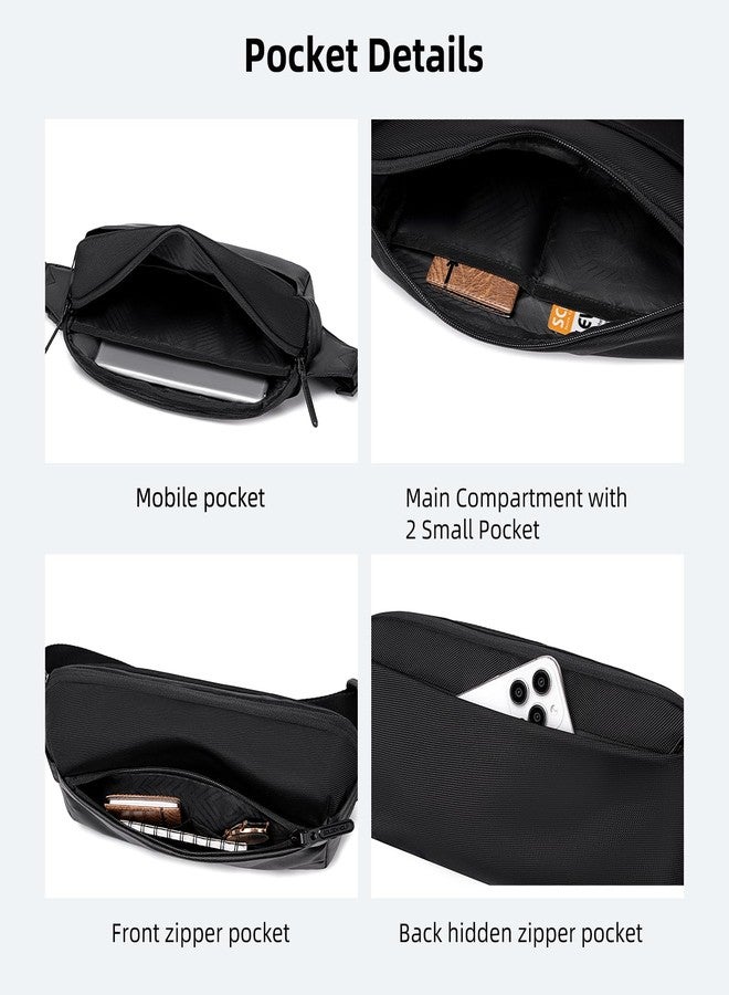 جولدن وولف حقيبة صدر جولدن وولف للرجال، سعة 2 لتر، حقيبة كتف للهاتف، حقيبة كروسبودي أنيقة، حقيبة جانبية مقاومة للماء، حقيبة خصر مناسبة للعمل والاستخدام اليومي - Image 3